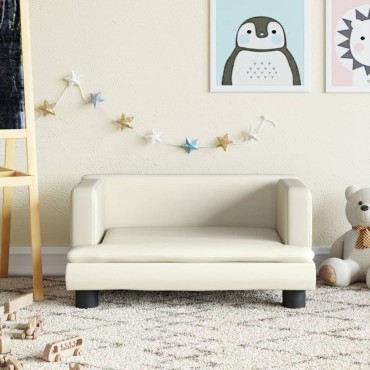 vidaXL Καναπές Παιδικός Κρεμ 60x40x30cm από Συνθετικό Δέρμα 1 τεμ.