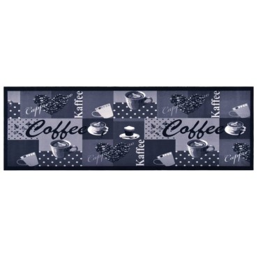 vidaXL Πατάκι Κουζίνας Σχέδιο Coffee Μπλε Πλενόμενο 45 x 150 εκ.