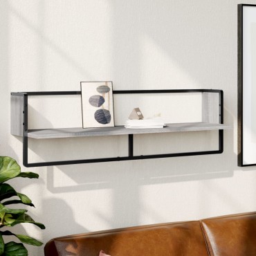 vidaXL Ράφι Τοίχου με Μπάρα Γκρι Sonoma 100x25x30cm 1 τεμ.