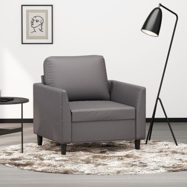 vidaXL Πολυθρόνα Γκρι Συνθετικό δέρμα 80x77x80cm 1 τεμ. Γωνιακός