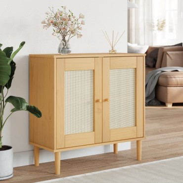 vidaXL Ντουλάπι SENJA Καφέ / Ρατάν 80x35x80cm Μασίφ Ξύλο Πεύκου 1 τεμ.