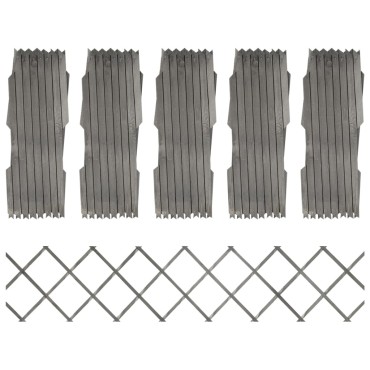 vidaXL Καφασωτό Φράχτης 5 τεμ. Γκρι 180x30cm από Μασίφ Ξύλο Ελάτης