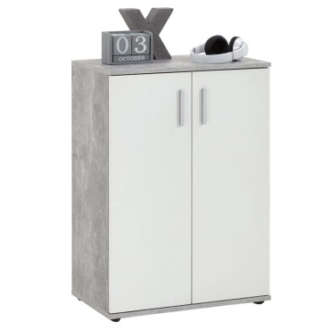 FMD Ντουλάπι Δίφυλλη Λευκό και Γκρι 60x35x83cm 1 τεμ.