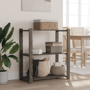 vidaXL Ραφιέρα με 3 Ράφια Γκρι 80x38x90cm Μασίφ Ξύλο Πεύκου 1 τεμ.