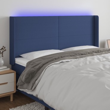 vidaXL Κεφαλάρι Κρεβατιού LED Μπλε 183x16x118/128cm Υφασμάτινο 1 τεμ.