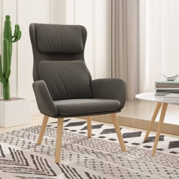 vidaXL Πολυθρόνα Relax Σκούρο Γκρι Βελούδινη 70x77x98cm 1 τεμ.