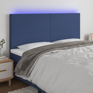 vidaXL Κεφαλάρι Κρεβατιού LED Μπλε 180x5x118/128cm Υφασμάτινο 1 τεμ.