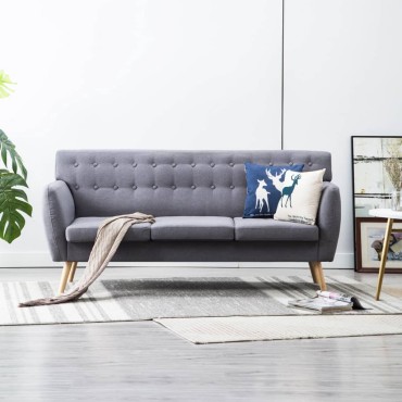 vidaXL Καναπές Τριθέσιος Αν. Γκρι 172x70x82cm Υφασμάτινη Ταπετσαρία 1 τεμ.