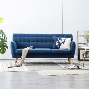 vidaXL Καναπές Τριθέσιος Μπλε 172x70x82cm Υφασμάτινη Ταπετσαρία 1 τεμ.
