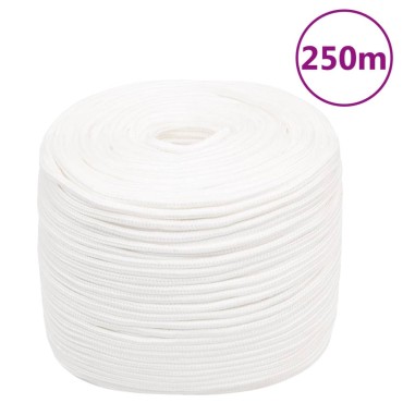 vidaXL Σχοινί Ναυτιλίας Ολόλευκο 8 χιλ. 250 μ. από Πολυπροπυλένιο