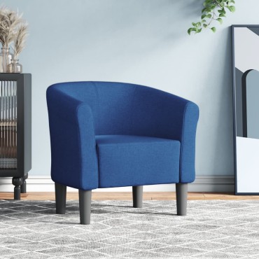vidaXL Πολυθρόνα Μπάρελ Μπλε Υφασμάτινη 46,5x45cm 1 τεμ.