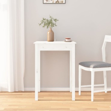 vidaXL Τραπεζαρία Λευκή 55x55x75cm από Μασίφ Ξύλο Πεύκου 1 τεμ.
