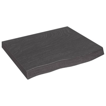 vidaXL Ράφι Τοίχου Σκούρο Καφέ 60x50x(2-6)cm Επεξ. Μασίφ Ξύλο Δρυός 1 τεμ.