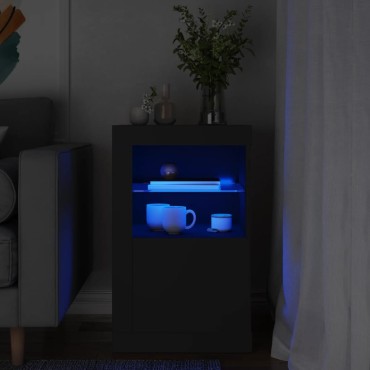 vidaXL Ντουλάπι Βοηθητικό με Φώτα LED Μαύρο από Επεξεργασμένο Ξύλο 41x37x67cm 1 τεμ.
