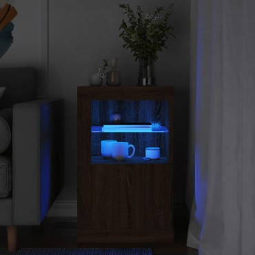vidaXL Nτουλάπι Βοηθητικό με Φώτα LED Καφέ Δρυς Επεξεργασμένο Ξύλο 41x37x67cm