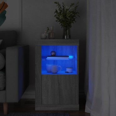 vidaXL Nτουλάπι Βοηθητικό με Φώτα LED Γκρι Sonoma Επεξεργασμένο Ξύλο 41x37x67cm