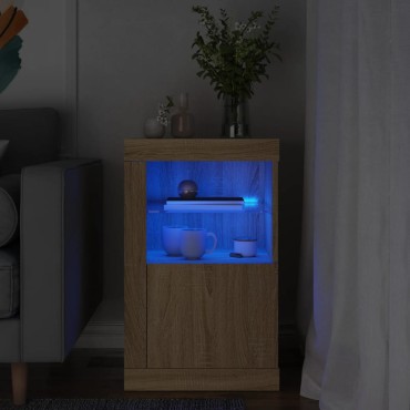 vidaXL Nτουλάπι Βοηθητικό με Φώτα LED Sonoma Δρυς Επεξεργασμένο Ξύλο 41x37x67cm