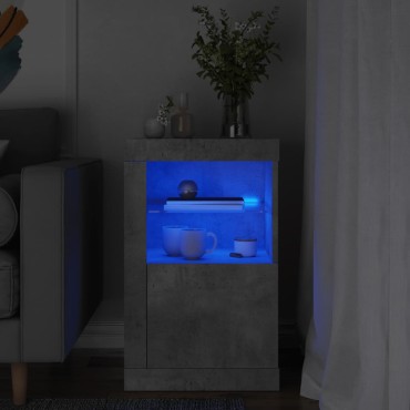 vidaXL Nτουλάπι Βοηθητικό με Φώτα LED Γκρι Σκυροδέματος από Επεξ. Ξύλο 41x37x67cm