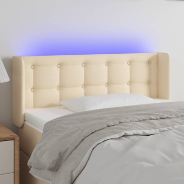 vidaXL Κεφαλάρι Κρεβατιού LED Κρεμ 103x16x78/88cm Υφασμάτινο 1 τεμ.