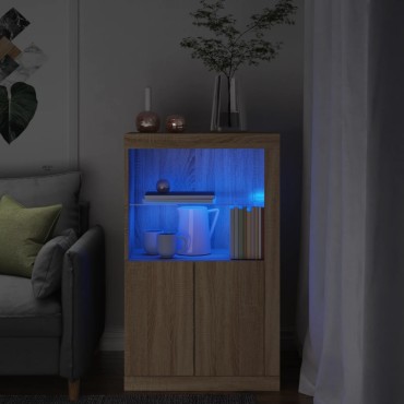 vidaXL Nτουλάπι Βοηθητικό με Φώτα LED Sonoma Δρυς Επεξεργασμένο Ξύλο 60,5x37x100cm