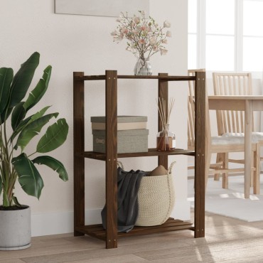 vidaXL Ραφιέρα με 3 Ράφια Καφέ 60x38x90cm από Μασίφ Ξύλο Πεύκου 1 τεμ.