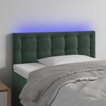 vidaXL Κεφαλάρι Κρεβατιού LED Σκούρο Πράσινο 100x5x78/88cm Βελούδινο 1 τεμ.