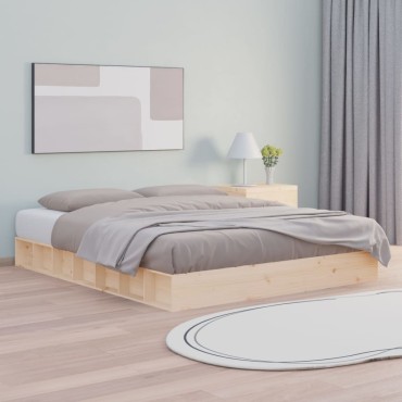vidaXL Πλαίσιο Κρεβατιού 140x200cm από Μασίφ Ξύλο 1 τεμ. - Διπλό