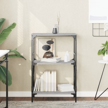 vidaXL Βιβλιοθήκη 3 Επιπέδων Γκρι Sonoma 59x35x90,5cm Επεξεργ. Ξύλο 1 τεμ.