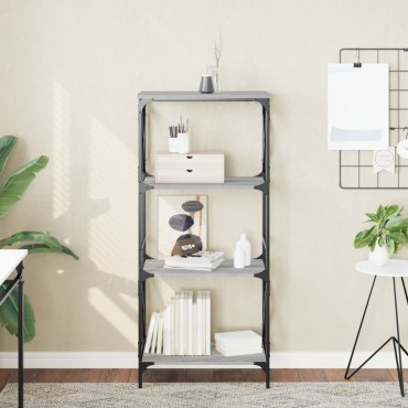 vidaXL Βιβλιοθήκη 4 Επιπέδων Γκρι Sonoma 59x35x132cm Επεξεργ. Ξύλο 1 τεμ.