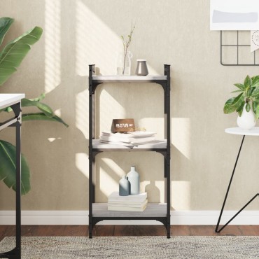 vidaXL Βιβλιοθήκη 3 Επιπέδων Γκρι Sonoma 40x30x86cm Επεξεργ. Ξύλο 1 τεμ.