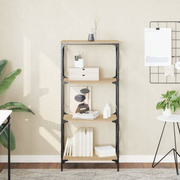 vidaXL Βιβλιοθήκη 4 Επιπέδων Sonoma Δρυς 59x35x132cm Επεξεργ. Ξύλο 1 τεμ.