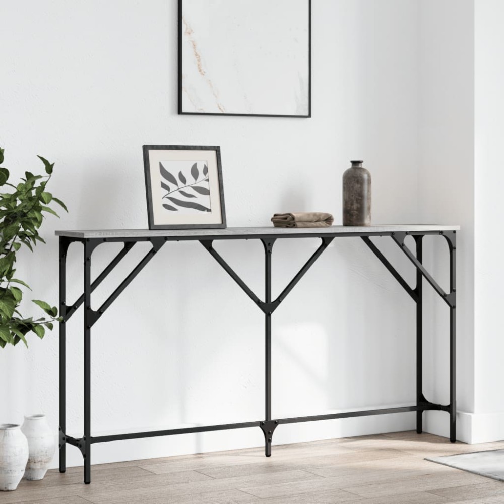 vidaXL Τραπέζι Κονσόλα Γκρι Sonoma 140x23x75cm Επεξεργ. από Ξύλο 1 τεμ.