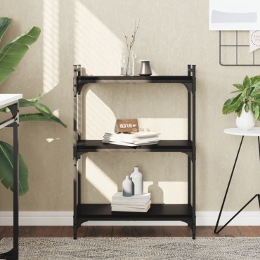 vidaXL Βιβλιοθήκη 3 Επιπέδων Μαύρη 60x30x86cm από Επεξεργ. Ξύλο 1 τεμ.