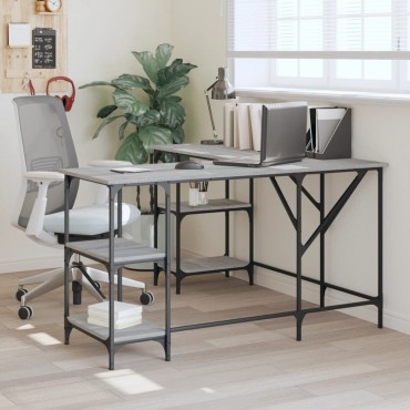 vidaXL Γραφείο Γκρι Sonoma 139x139x75cm από Επεξεργασμένο Ξύλο 1 τεμ.