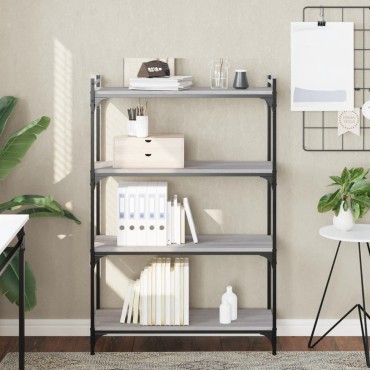 vidaXL Βιβλιοθήκη 4 Επιπέδων Γκρι Sonoma 80x30x120cm Επεξεργ. Ξύλο 1 τεμ.