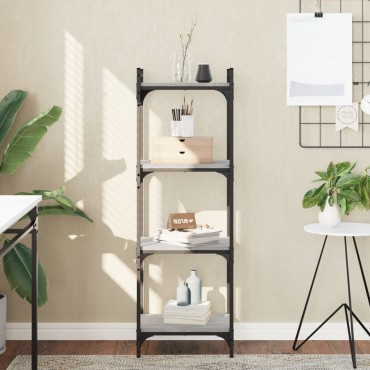 vidaXL Βιβλιοθήκη 4 Επιπέδων Γκρι Sonoma 40x30x120cm Επεξεργ. Ξύλο 1 τεμ.