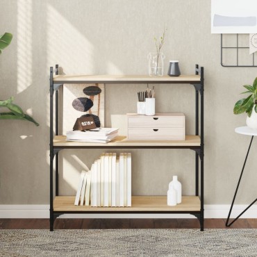 vidaXL Βιβλιοθήκη 3 Επιπέδων Sonoma Δρυς 80x30x86cm Επεξεργ. Ξύλο 1 τεμ.