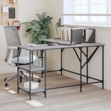 vidaXL Γραφείο Γκρι Sonoma 139x139x75cm από Επεξεργασμένο Ξύλο 1 τεμ.