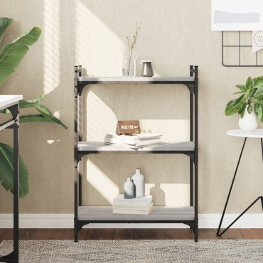 vidaXL Βιβλιοθήκη 3 Επιπέδων Γκρι Sonoma 60x30x86cm Επεξεργ. Ξύλο 1 τεμ.