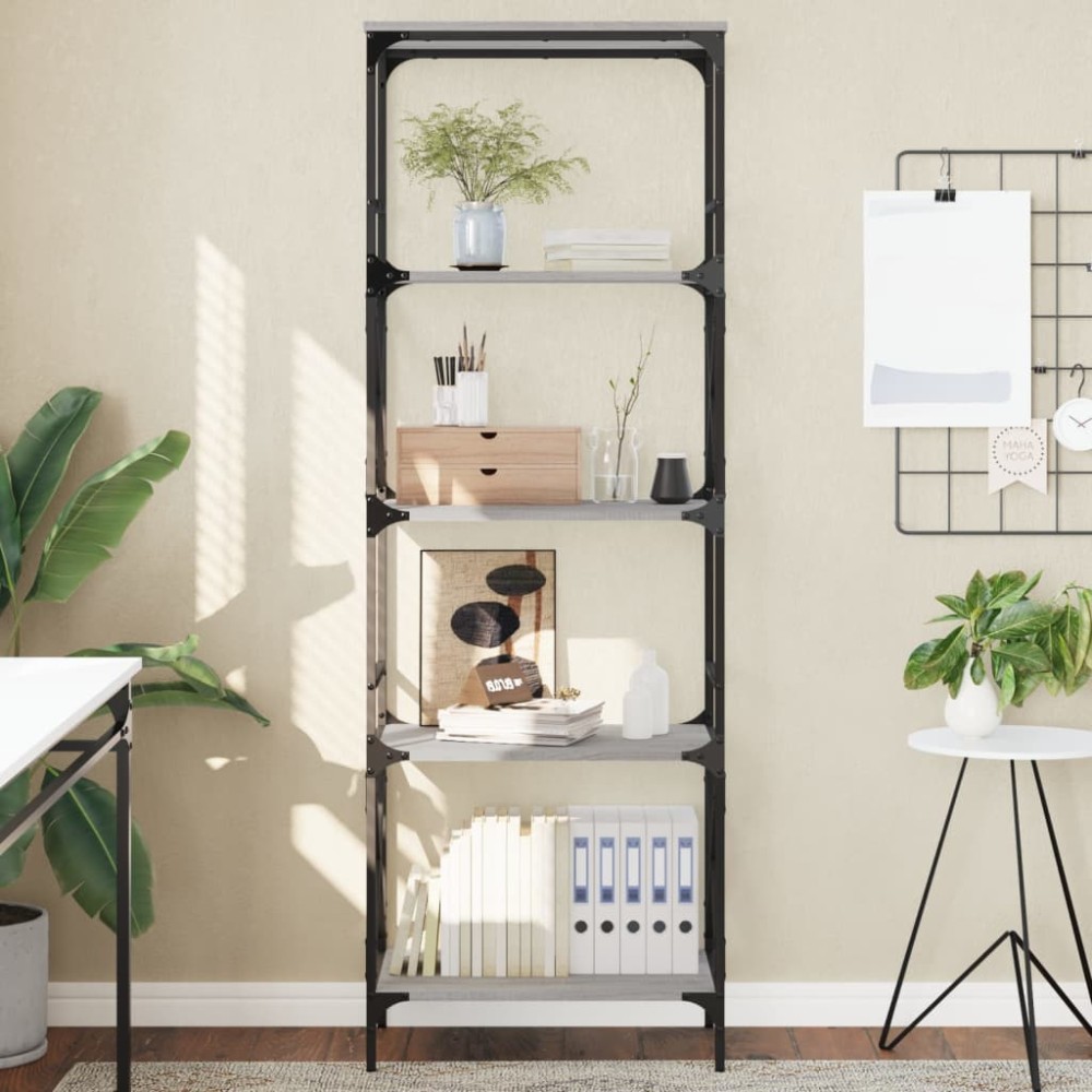 vidaXL Βιβλιοθήκη 5 Επιπέδων Γκρι Sonoma 59x35x171cm Επεξ. Ξύλο 1 τεμ.