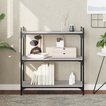 vidaXL Βιβλιοθήκη 3 Επιπέδων Γκρι Sonoma 80x30x86cm Επεξεργ. Ξύλο 1 τεμ.