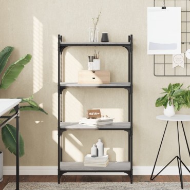 vidaXL Βιβλιοθήκη 4 Επιπέδων Γκρι Sonoma 60x30x120cm Επεξεργ. Ξύλο 1 τεμ.