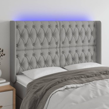 vidaXL Κεφαλάρι Κρεβατιού LED Ανοιχτό Γκρι 147x16x118/128cm 1 τεμ.