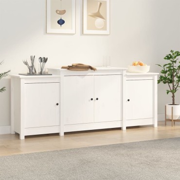 vidaXL Μπουφές Λευκός 164x37x68cm από Μασίφ Ξύλο Πεύκου 1 τεμ.