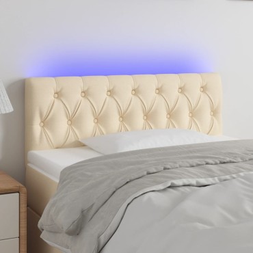 vidaXL Κεφαλάρι Κρεβατιού LED Κρεμ 90x7x78/88cm Υφασμάτινο 1 τεμ.