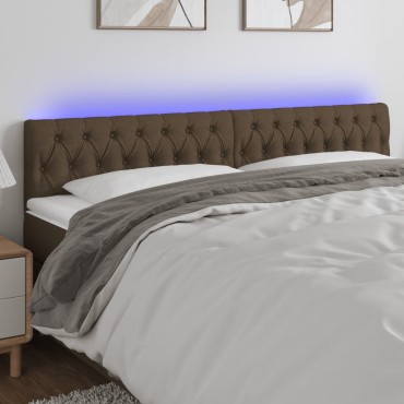 vidaXL Κεφαλάρι Κρεβατιού LED Σκούρο Καφέ 180x7x78/88cm Υφασμάτινο 1 τεμ.