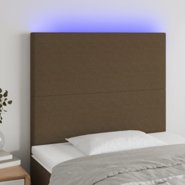vidaXL Κεφαλάρι Κρεβατιού LED Σκούρο Καφέ 90x5x118/128cm Υφασμάτινο 1 τεμ.