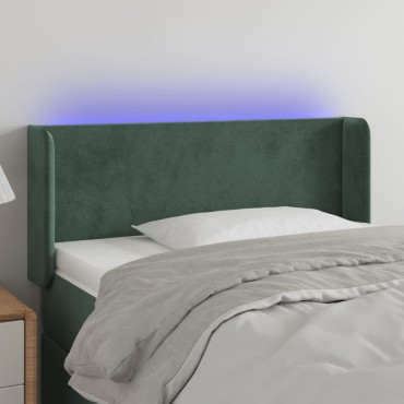 vidaXL Κεφαλάρι Κρεβατιού LED Σκούρο Πράσινο 93x16x78/88cm Βελούδινο 1 τεμ.