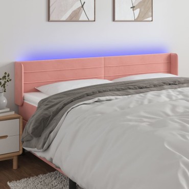 vidaXL Κεφαλάρι Κρεβατιού LED Ροζ 163x16x78/88cm Βελούδινο 1 τεμ.