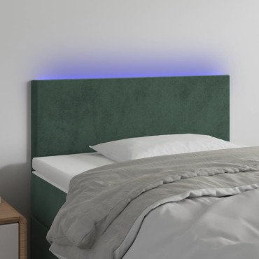 vidaXL Κεφαλάρι Κρεβατιού LED Σκούρο Πράσινο 90x5x78/88cm Βελούδινο 1 τεμ.